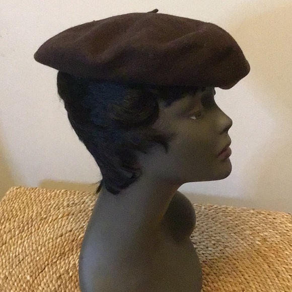 Authentic vintage basque 100% wool beret in brown - Picture 4 of 7